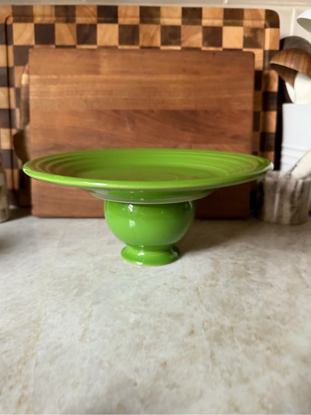 Fiesta ware shamrock green cake pedestal 9”